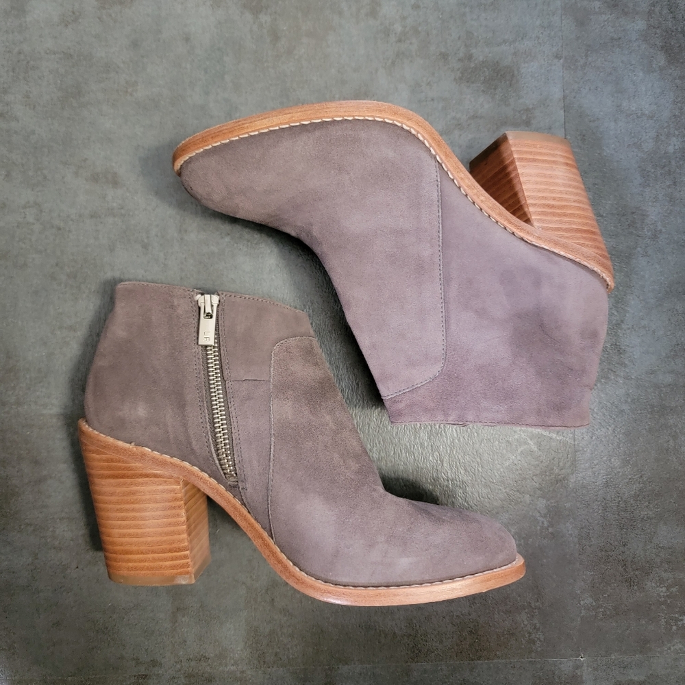 Loeffler Randall Ella Bootie N5140 Dark Gray Women’s Size 6.5 Stacked Heel - Picture 3 of 11